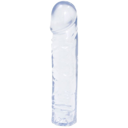 8 inch crystal jellies dong with a clear, smooth surface and realistic shape for enhanced pleasure.