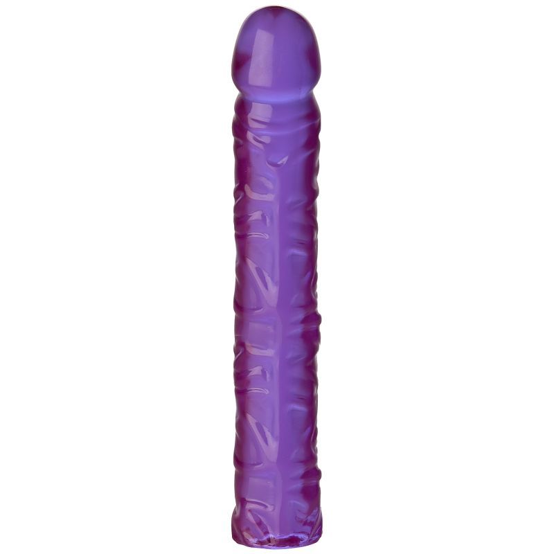 10 inch purple dong from Doc Johnson, featuring a veiny texture and soft, flexible design in glistening purple.