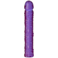 10 inch purple dong from Doc Johnson, featuring a veiny texture and soft, flexible design in glistening purple.