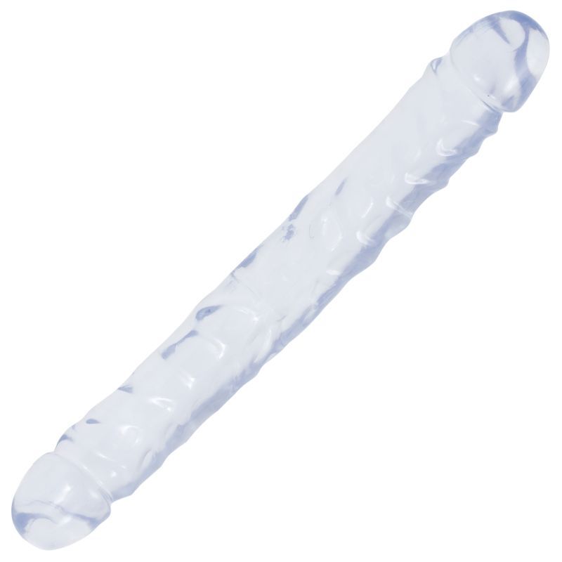 12 inch double dong clear with veiny texture and soft flexibility, perfect for couples and personal pleasure.
