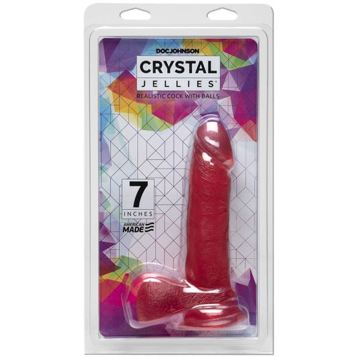 7 inch realistic dildo with suction cup in packaging, showcasing its lifelike design and details.