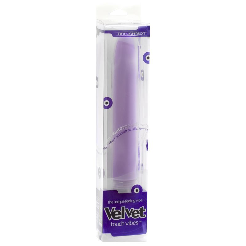 Velvet vibrator lavender in sleek packaging, showcasing its unique design and vibrant lavender color.