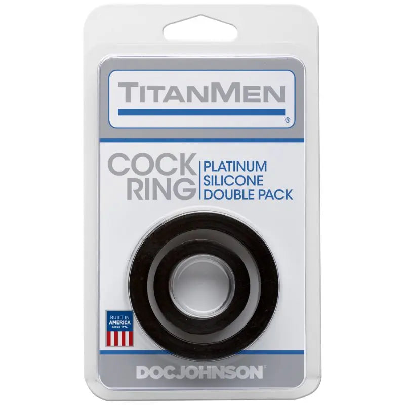 Silicone Cock Rings Double Pk Black TitanMen Discreet Intimate Essentials.