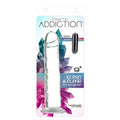 9 inch clear crystal dildo in packaging, featuring clean and clear design with strong suction base.