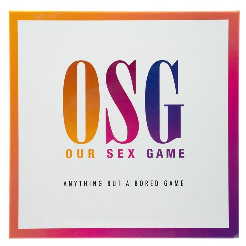 Our Sex Game box featuring OSG logo, a fun couples sex game for stimulating and erotic conversation.