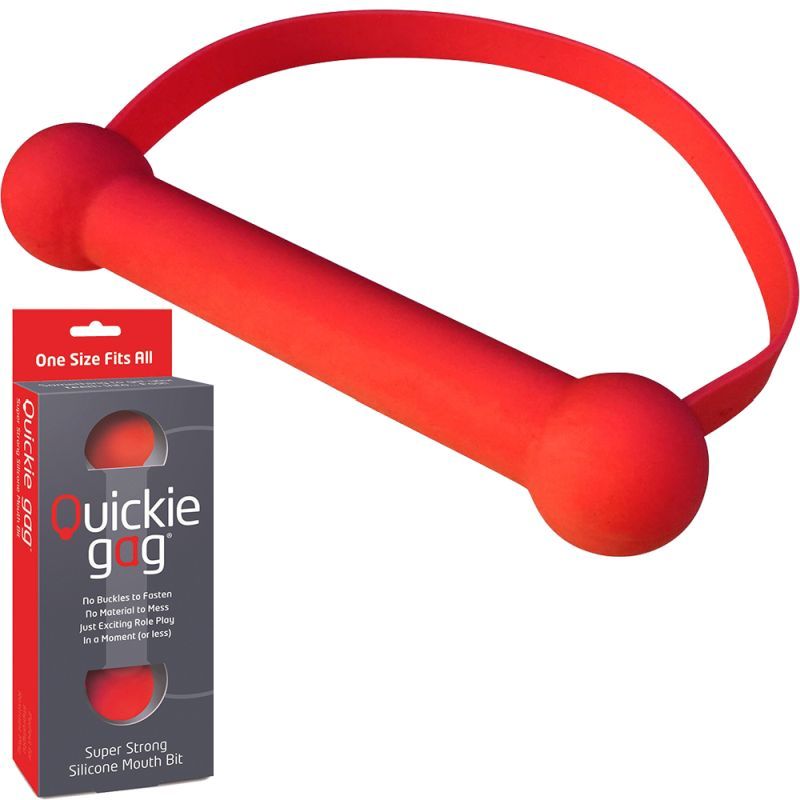 Quickie Gag Mouth Bit Red - silicone stretch bit gag designed for easy use and one size fits most.