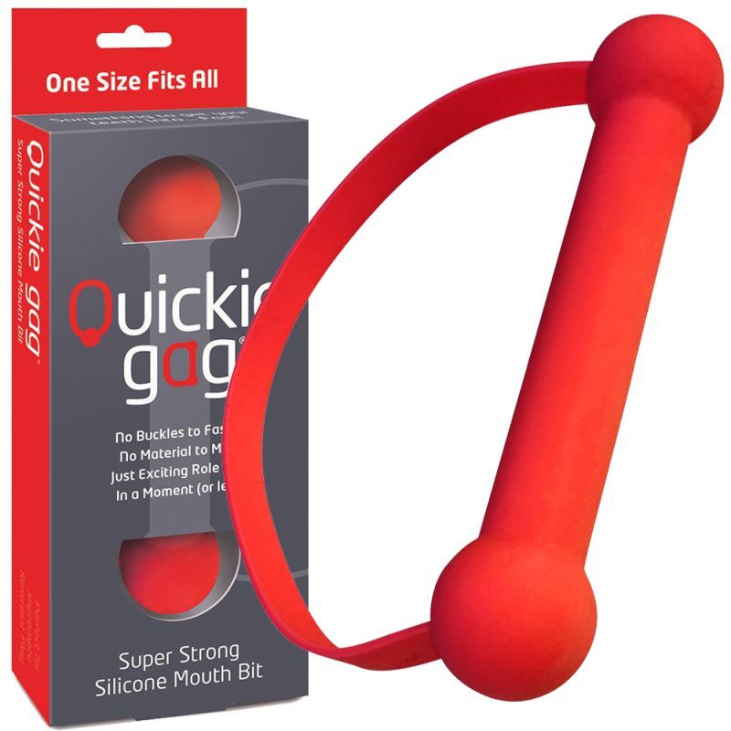 Quickie Gag Mouth Bit Red, silicone stretch bit gag, super strong and easy to use, no buckles or fixtures.