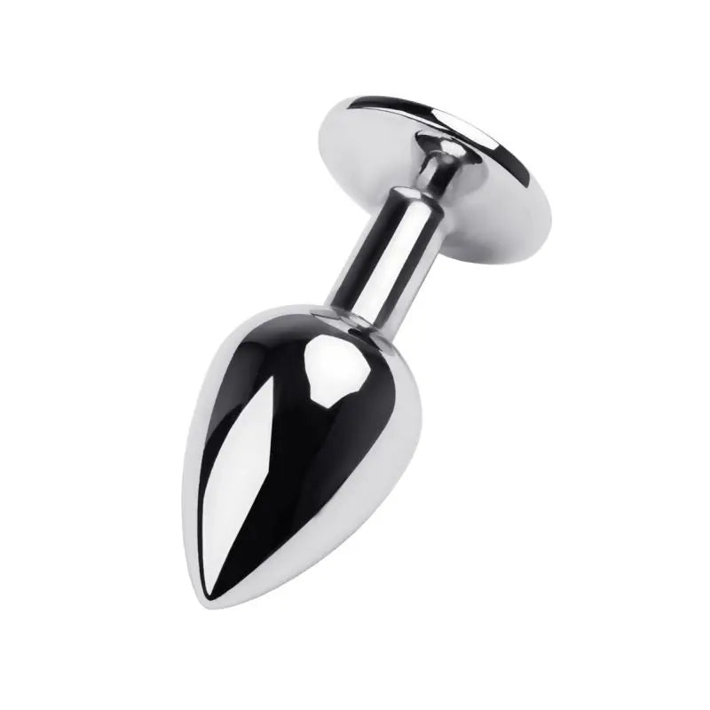 Silver Metal Anal Plug w Red Ruby Gem Small Metal Discreet Intimate Essentials.