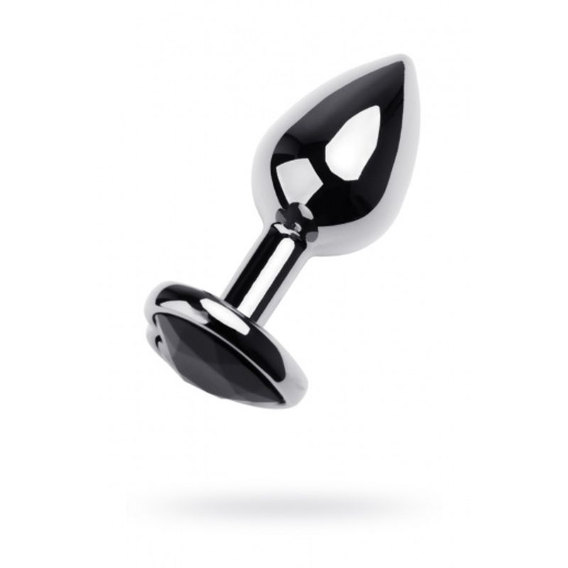 Small silver anal plug with tourmaline gem, featuring a sleek design and polished finish, ideal for pleasure.