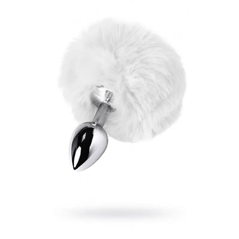 Silver Metal Anal Plug Small w White Tail Metal Discreet Intimate Essentials.