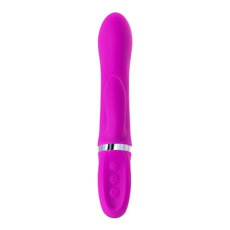 JOS Joly clitoral stimulating vibrator in fuchsia, made of silicone and ABS, 10.2cm x 3.3cm, requires 2 x AAA batteries.