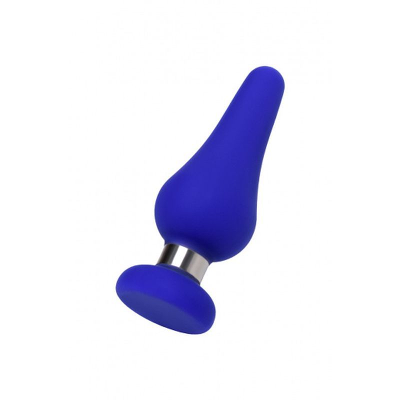 ToDo anal plug in blue silicone, 10cm x 4.6cm, designed for safe and comfortable anal stimulation.
