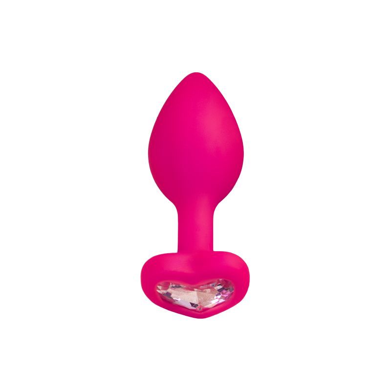 ToDo Diamond Heart Anal Plug in pink silicone with heart-shaped gem, perfect for beginners.