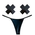 Dom Squad Black Wet Vinyl Pastie & G-String Set Neva Nude Discreet Intimate Essentials.