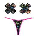 Graffiti Neon G-String and X Pastie Set Neva Nude Discreet Intimate Essentials.