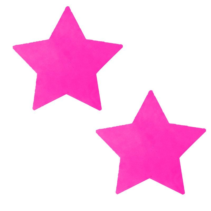 Neon pink star pasties in star shape, perfect for raves, parties, and intimate situations.