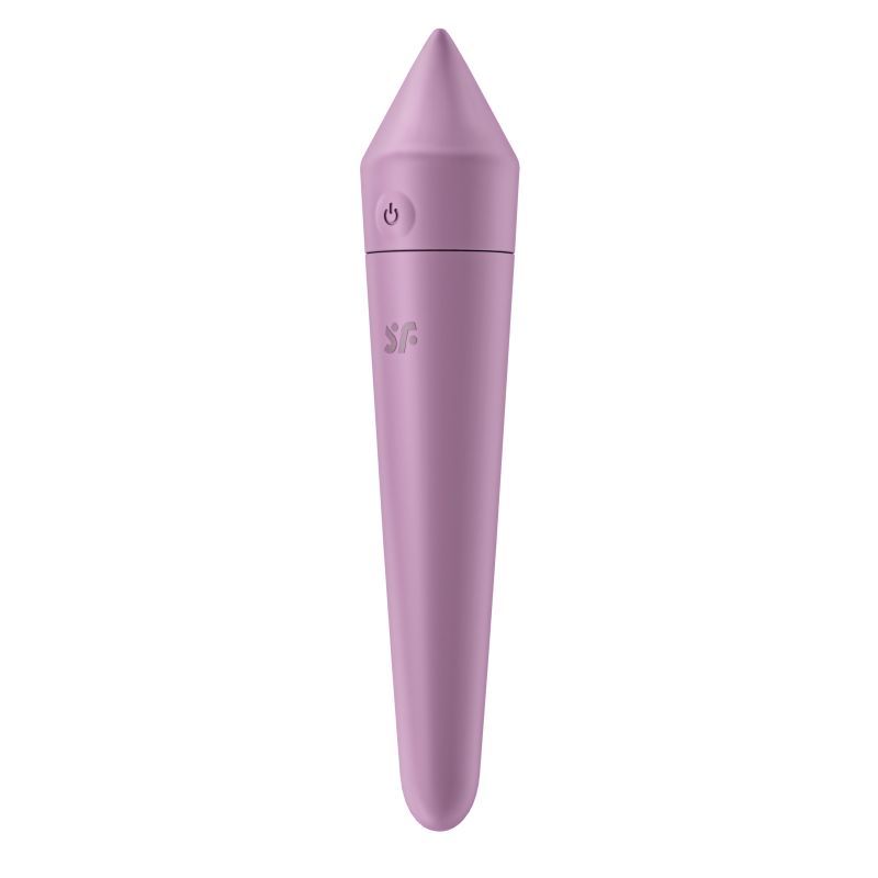 Satisfyer Ultra Power Bullet 8 in lilac color with a cone-shaped end, made from body-friendly silicone.