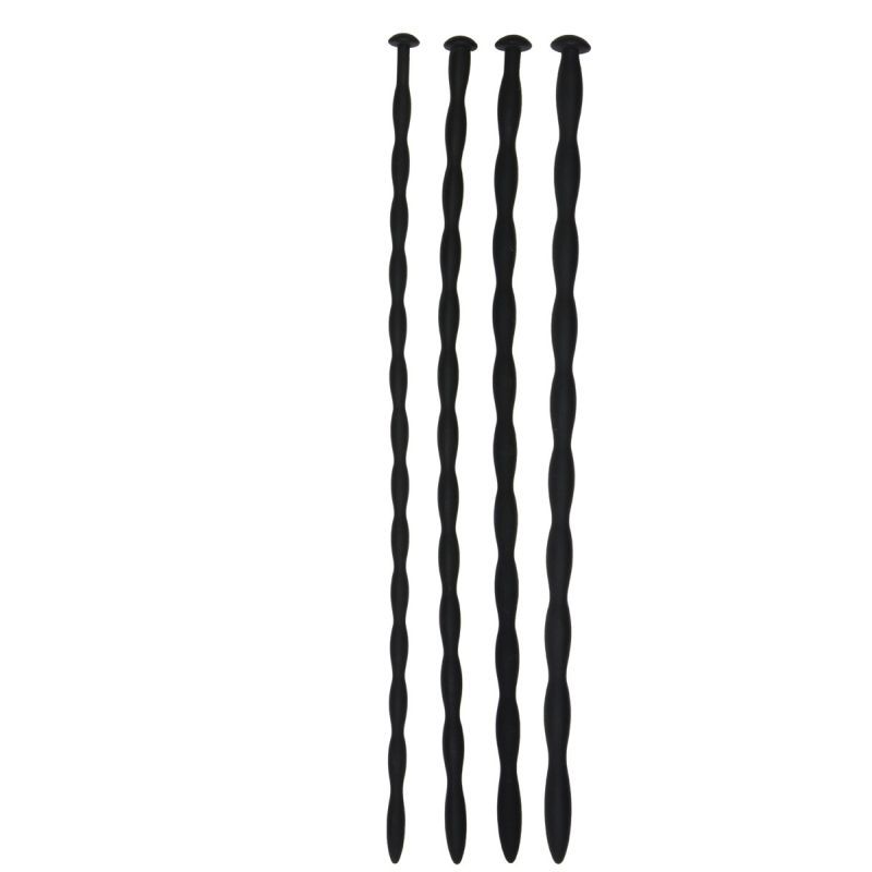Silicone Dilator Set consisting of four flexible black silicone dilators for intimate exploration.