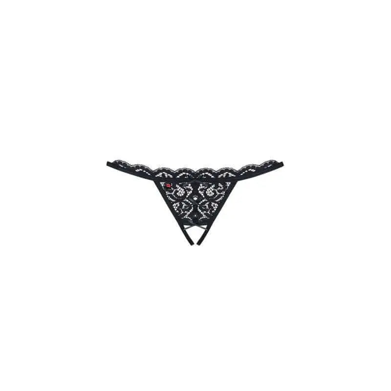 Crotchless Lace Thong 831 Black Obsessive Discreet Intimate Essentials.