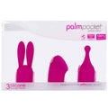 PalmPower Pocket Extended Silicone Massage Heads 3 Pc Set, featuring silicone massage heads set for diverse sensations.