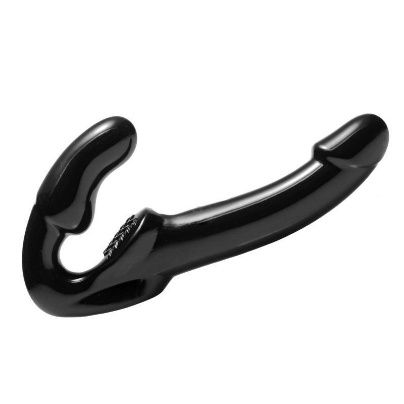 Revolver II Strapless Strap On Dildo with angled tip and textured pad for enhanced G spot and clitoral stimulation.