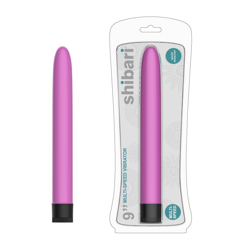 Shibari Multi-Speed Vibrator 9in Pink, featuring a slim design, powerful multi-speed settings, and water-resistant ABS material.