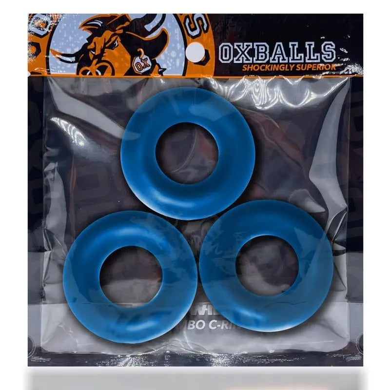 Fat Willy 3 Pc Jumbo Cockrings Space Blue OxBalls Discreet Intimate Essentials.