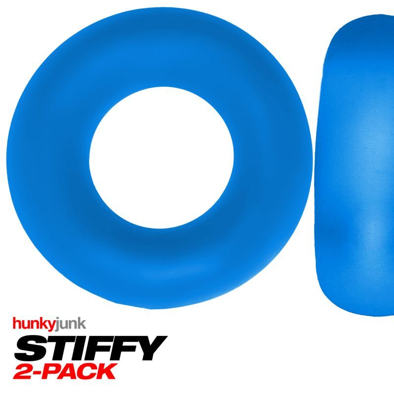 Stiffy 2 Pc Bulge Cockrings for big play in teal ice color featuring non-roll grippy silicone design.