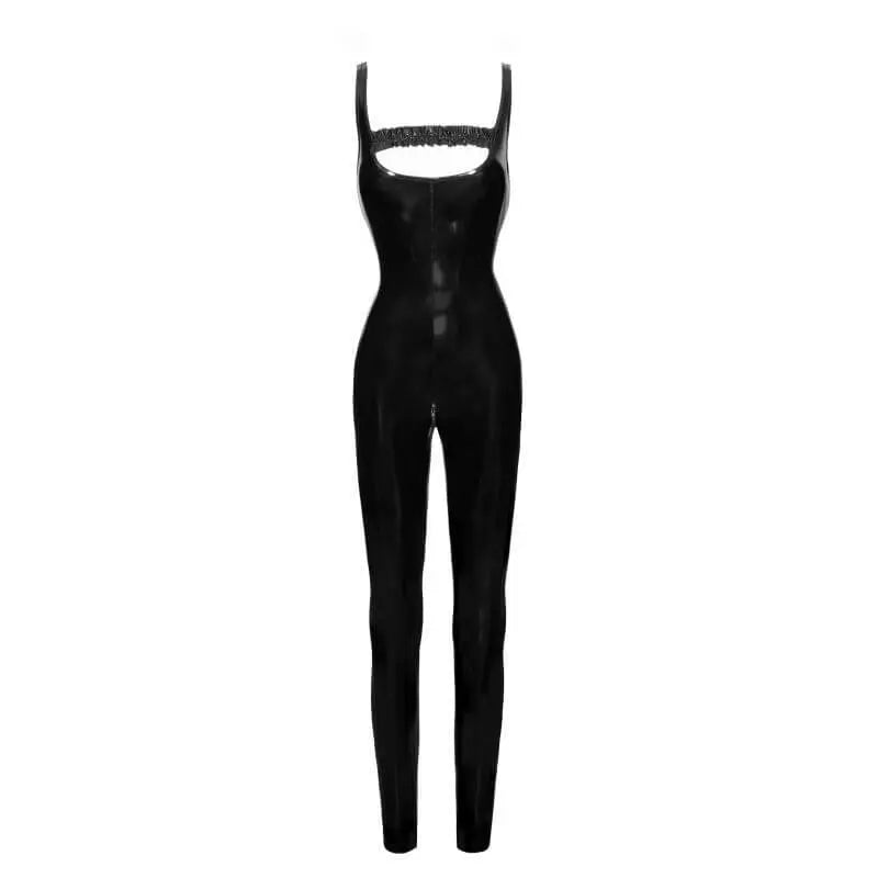 PVC Overall w 2 Way Zipper Noir Discreet Intimate Essentials.