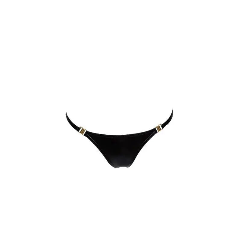 Power Wetlook Panty w Gold Clasp Noir Discreet Intimate Essentials.