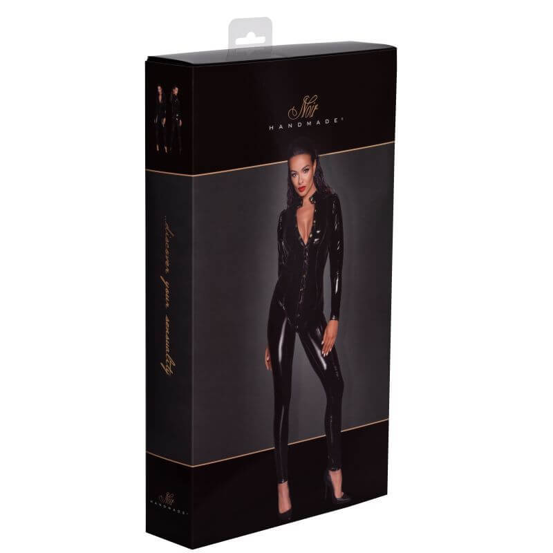 Long Button Up PVC Overall in stylish packaging for intimate essentials for her.
