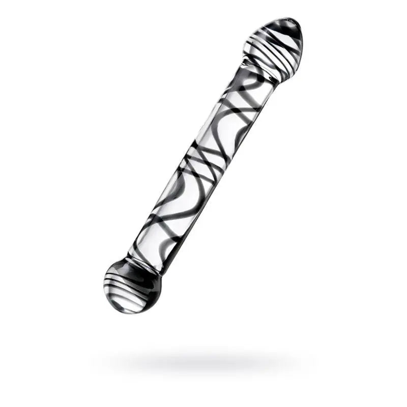 Sexus Glass Dildo Duo Black Swirl 20.5cm Sexus Glass Discreet Intimate Essentials.