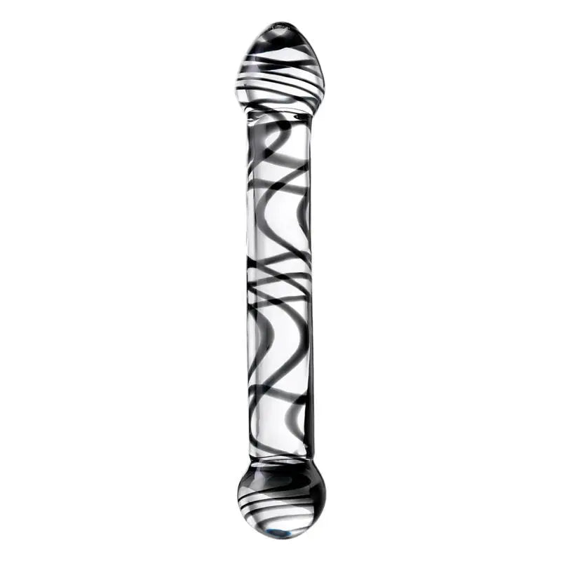 Sexus Glass Dildo Duo Black Swirl 20.5cm Sexus Glass Discreet Intimate Essentials.