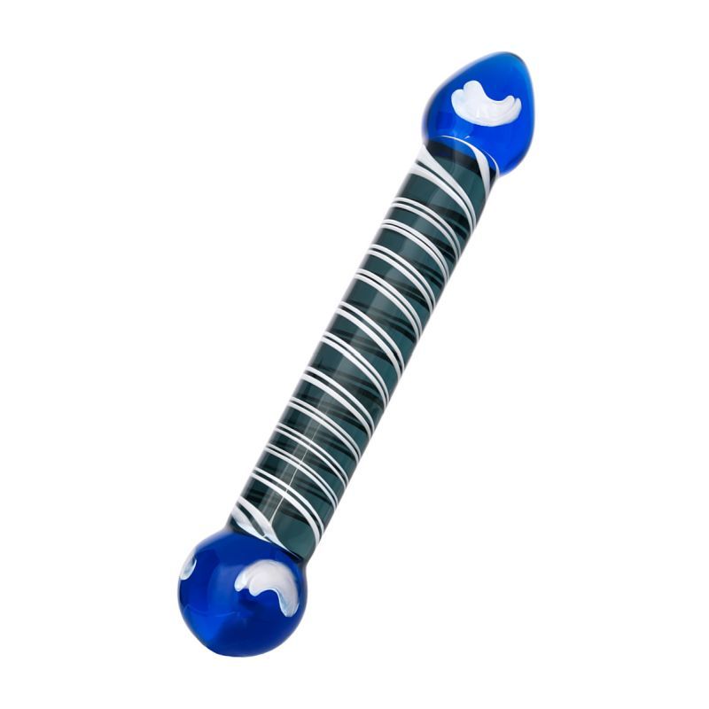 Blue glass dildo featuring a sleek design and unique blue color, perfect for pleasure.