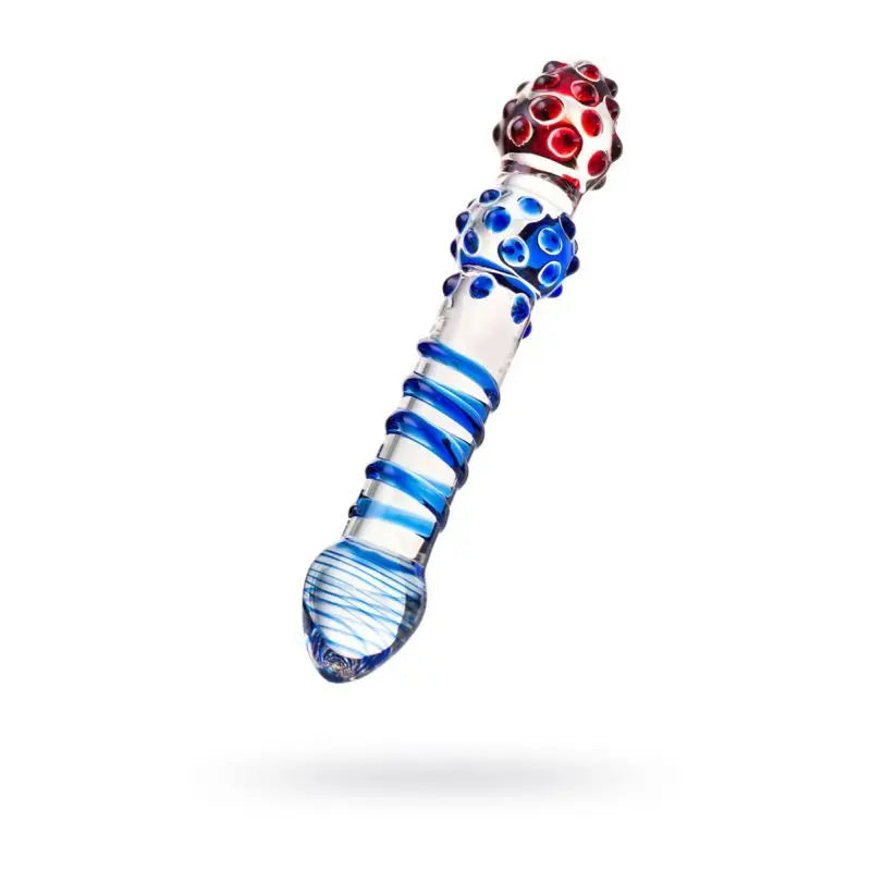 Sexus Glass Dildo Blue Red 20.5cm Sexus Glass Discreet Intimate Essentials.