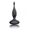 Petite Sensation Discover Butt Plug w Remote Black, a sleek anal toy with a spiral design for intimate exploration.