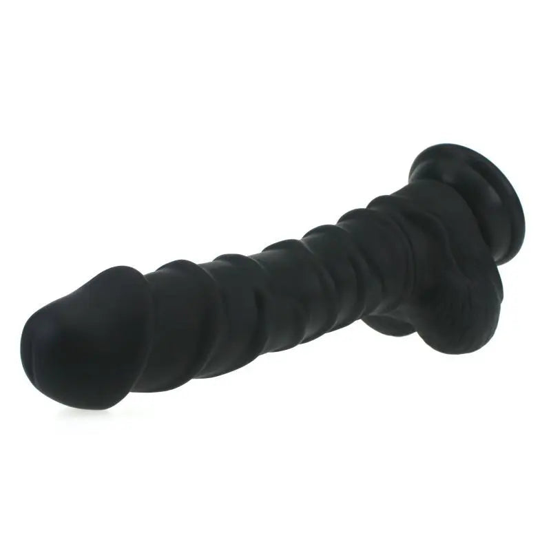 Realistic Dildo Ridged Shaft w Balls Black X-MEN Discreet Intimate Essentials.
