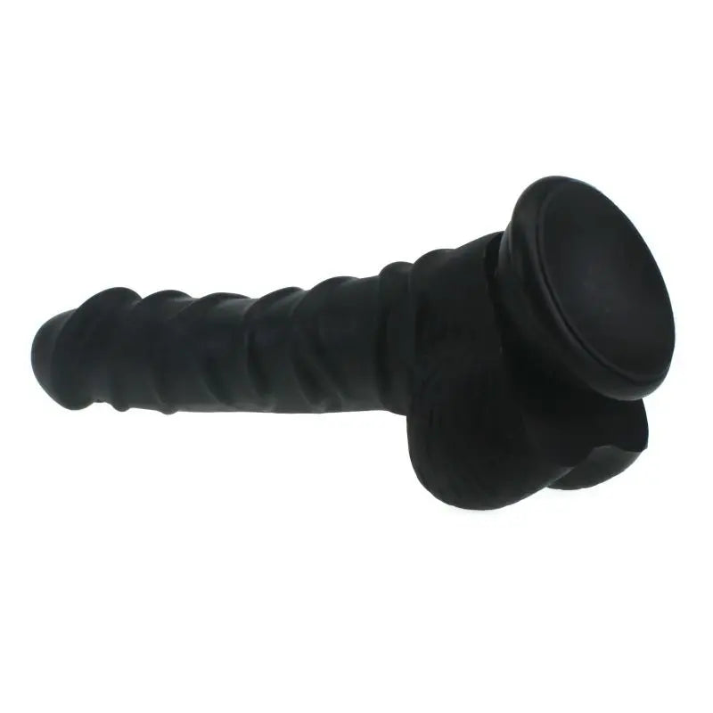 Realistic Dildo Ridged Shaft w Balls Black X-MEN Discreet Intimate Essentials.