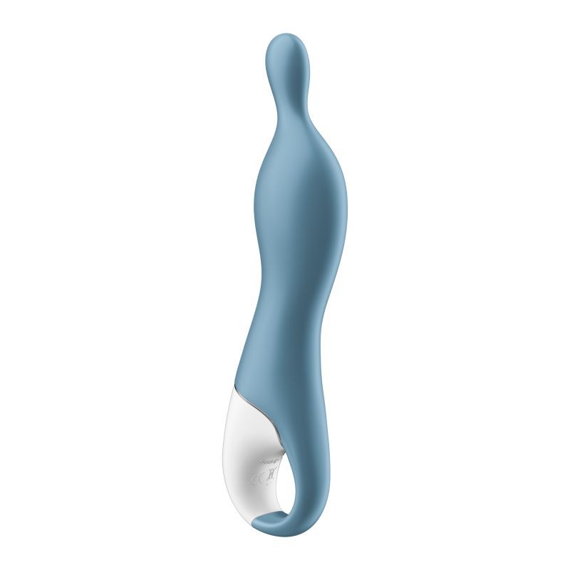 A-mazing 1 Vibrator Blue designed for A-spot stimulation vibrator with a smooth surface and ergonomic ring handle.