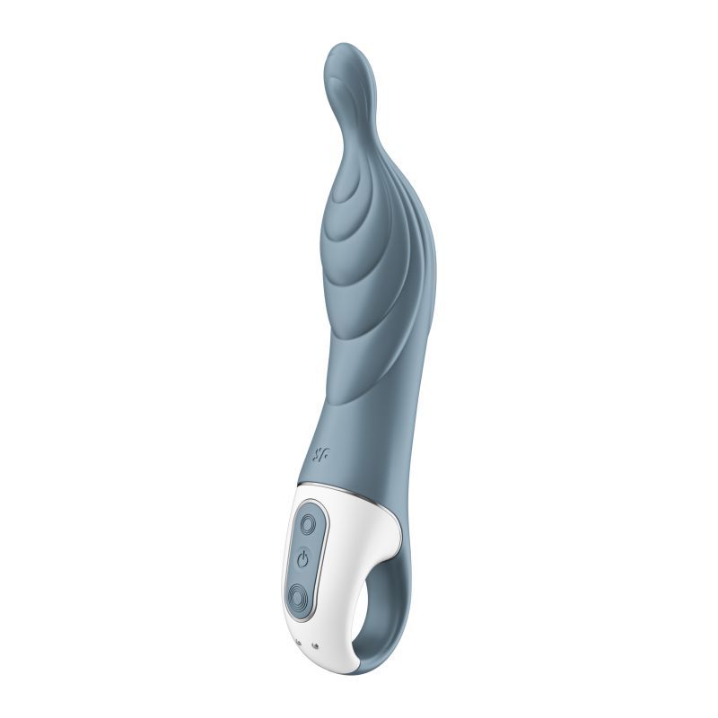 A-mazing 2 Vibrator Grey, an A-spot vibrator with body-friendly silicone, waterfall design, and USB rechargeable features.