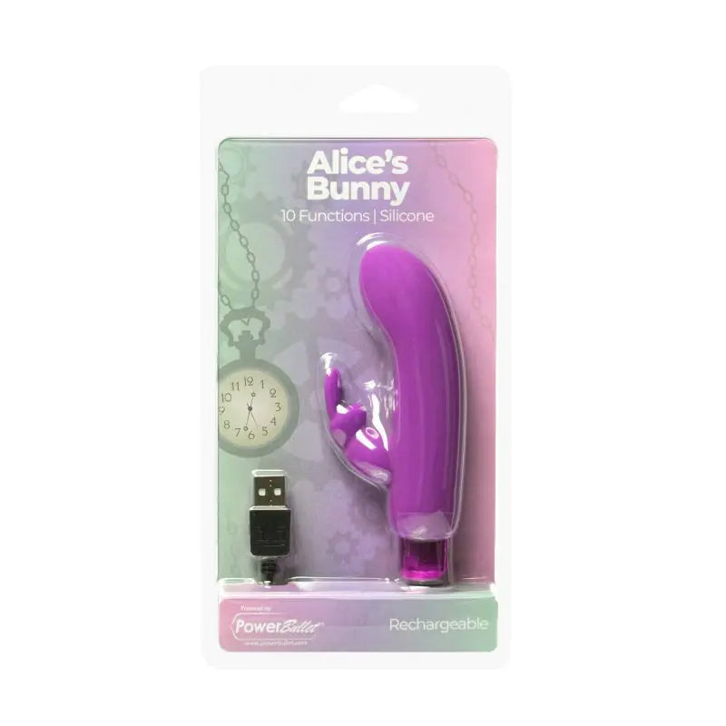 Affordable quality Alices Bunny Rechargeable Bullet w Rabbit Sleeve Purple  from PowerBullet by Discreet Intimate Essentials with Discreet Delivery 