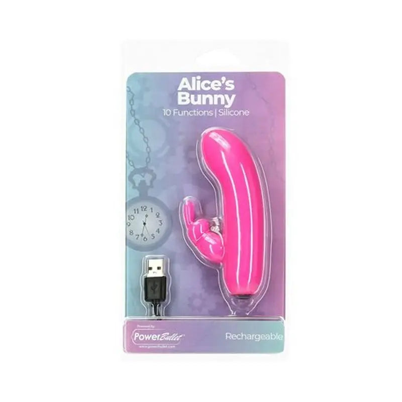 Affordable quality Alices Bunny Rechargeable Bullet w Rabbit Sleeve Pink  from PowerBullet by Discreet Intimate Essentials with Discreet Delivery 