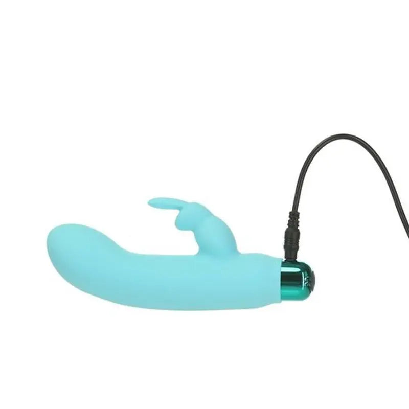 Alices Bunny Rechargeable Bullet w Rabbit Sleeve Teal PowerBullet Discreet Intimate Essentials.