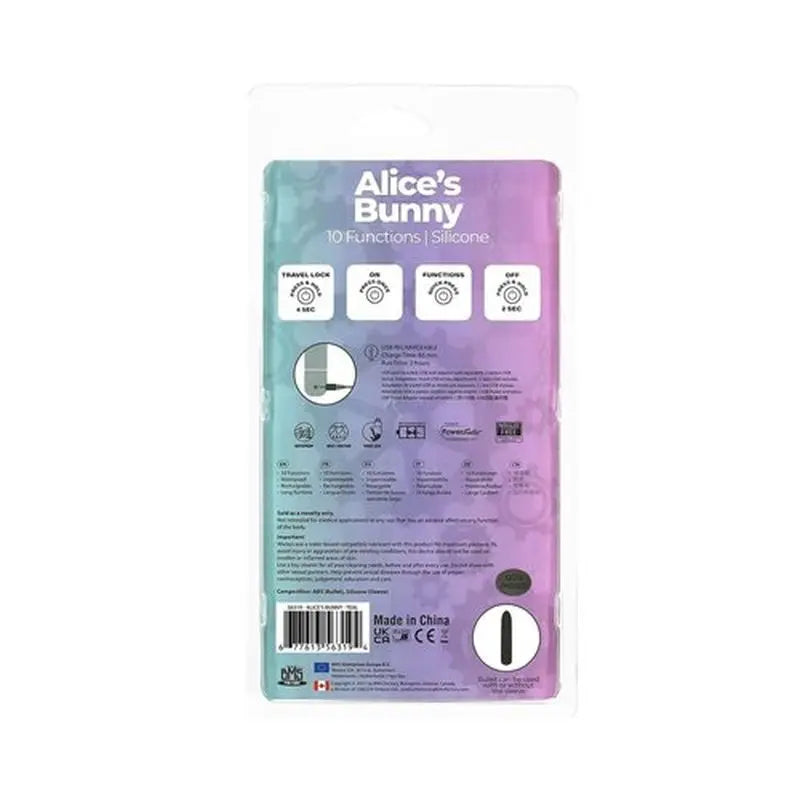 Alices Bunny Rechargeable Bullet w Rabbit Sleeve Teal PowerBullet Discreet Intimate Essentials.