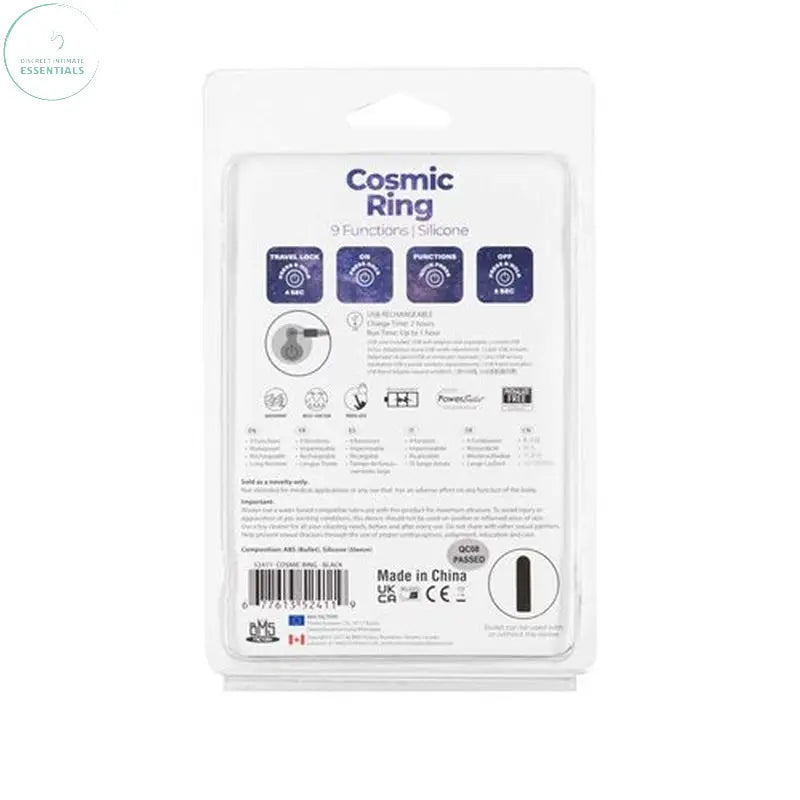Affordable quality Power Bullet Cosmic Cock Ring w Bullet Black  from PowerBullet by Discreet Intimate Essentials with Discreet Delivery 