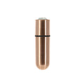 Rechargeable rose gold bullet vibrator with a crystal button, featuring a sleek and stylish design.