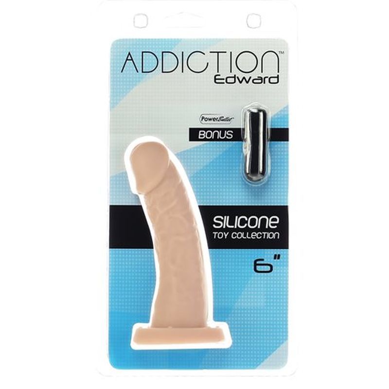 Edward 6 inch realistic dildo in packaging with a bonus toy, showcasing its realistic design and features.