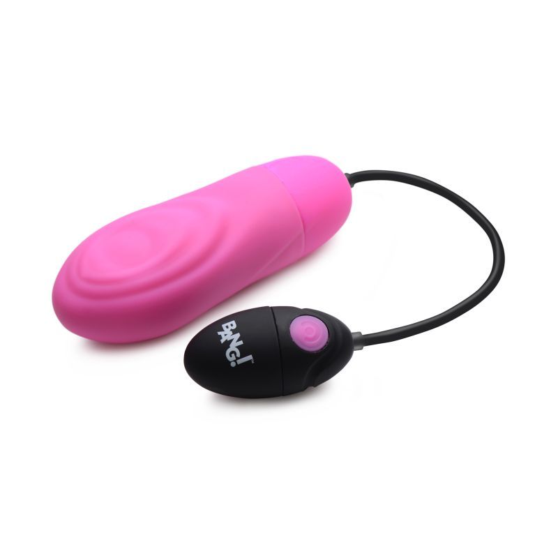 7X pulsing rechargeable bullet vibrator in pink silicone with remote control for G Spot and clitoral stimulation.