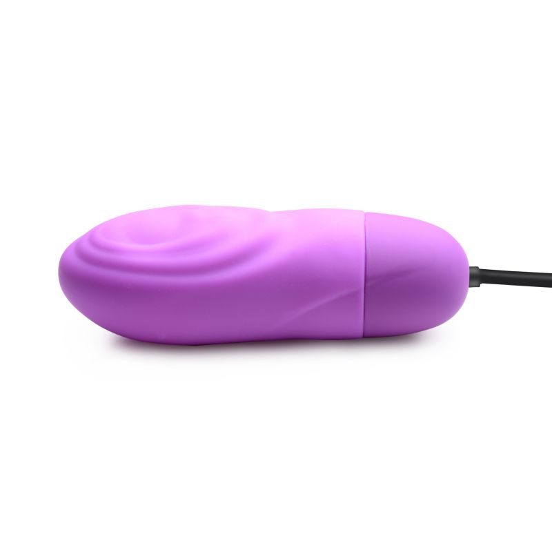 7X Pulsing Rechargeable Bullet Purple, a premium silicone rechargeable bullet vibrator with a retrieval cord.
