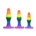 Colorful Rainbow Ready anal trainer set featuring three silicone plugs for anal play and training.